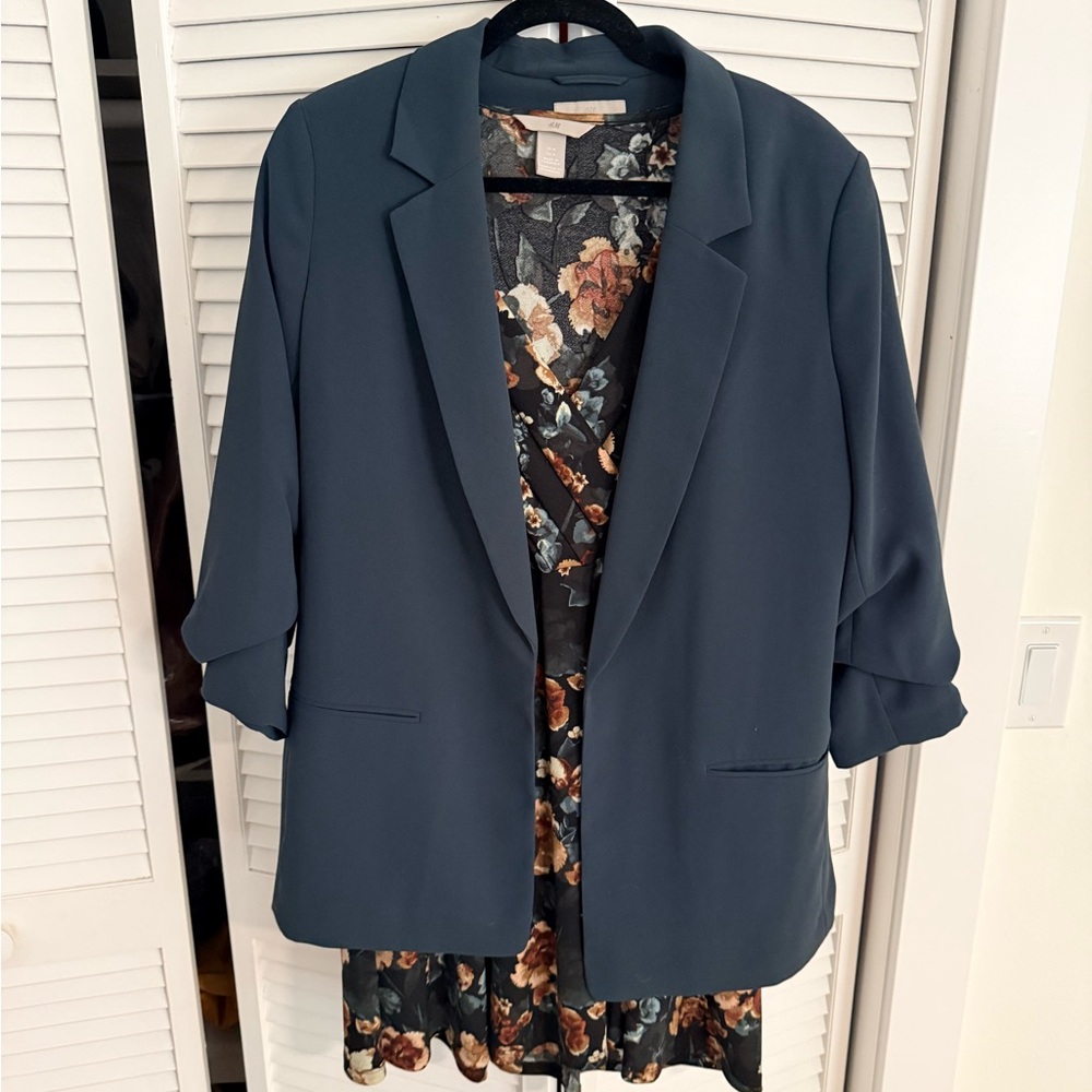 Casual blazer in dark teal green